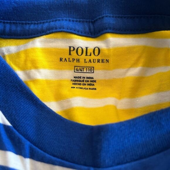 Polo Ralph Lauren Boys Blue Multi Stripe Crew-Neck Short Sleeve T-Shirt - Picture 4 of 6